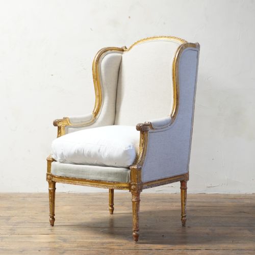 louis xvi french wingback chair - CATEGORY: ANTIQUE CHAIRS - DATED 19TH CENTURY