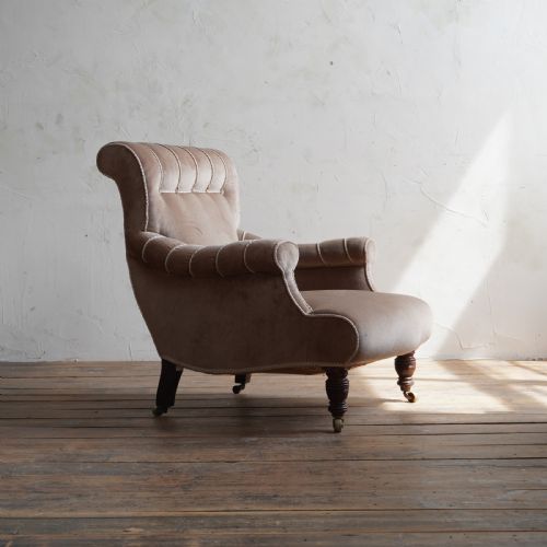 VELVET ANTIQUE ARMCHAIR IN THE JAS SHOOLBRED STYLE - ADDITIONAL PHOTO 2