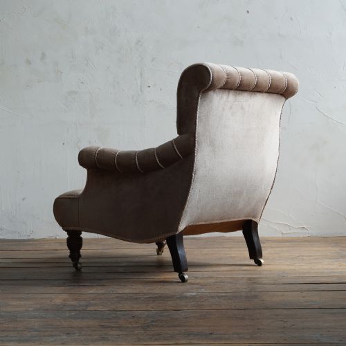 VELVET ANTIQUE ARMCHAIR IN THE JAS SHOOLBRED STYLE - ADDITIONAL PHOTO 5