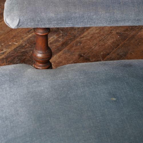 ANTIQUE OPEN ARMCHAIR BLUE VELVET - ADDITIONAL PHOTO 5
