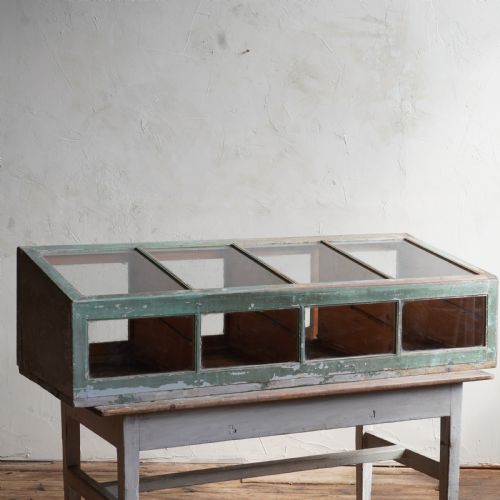 Antique Countertop Display Cabinet - Distressed Paint.