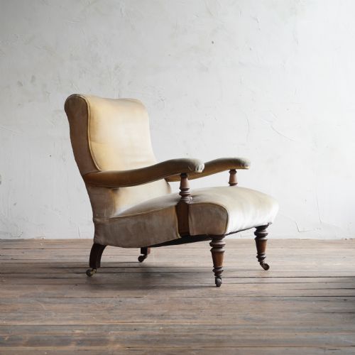 antique open armchair velvet 19th century - CATEGORY: ANTIQUE CHAIRS - DATED 19TH CENTURY