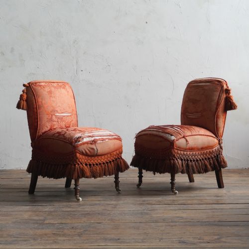 antique bedroom chairs pair - CATEGORY: ANTIQUE CHAIRS - DATED 19TH CENTURY