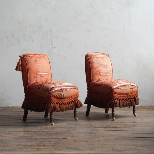 ANTIQUE BEDROOM CHAIRS PAIR - ADDITIONAL PHOTO 2