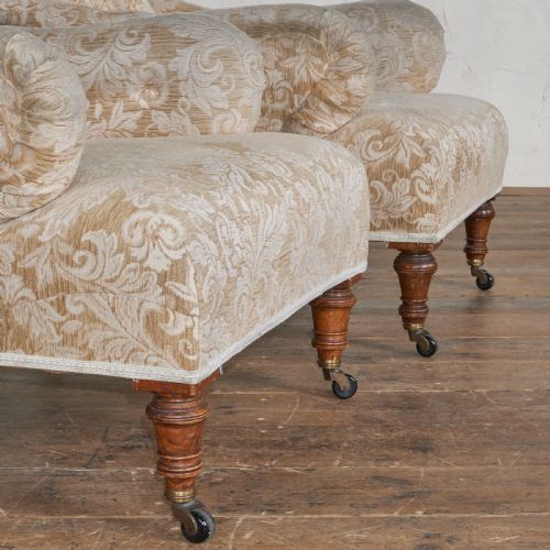 PAIR OF HOWARD STYLE ARMCHAIRS BY MAPLE CO - ADDITIONAL PHOTO 4