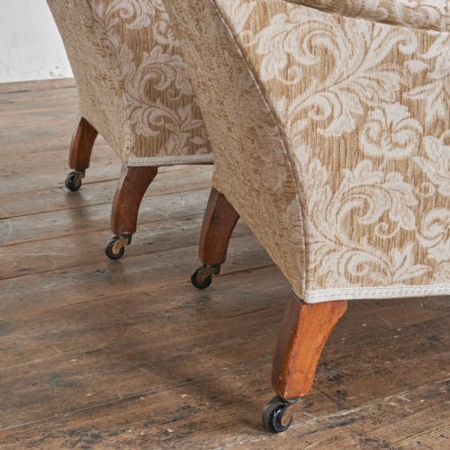 PAIR OF HOWARD STYLE ARMCHAIRS BY MAPLE CO - ADDITIONAL PHOTO 5