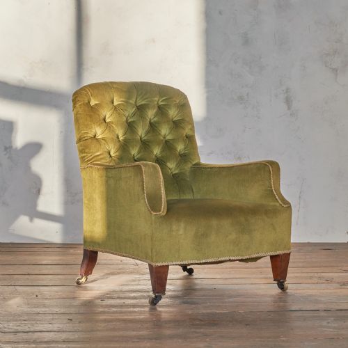 HOWARD AND SONS ARMCHAIR GREEN VELVET - ADDITIONAL PHOTO 1