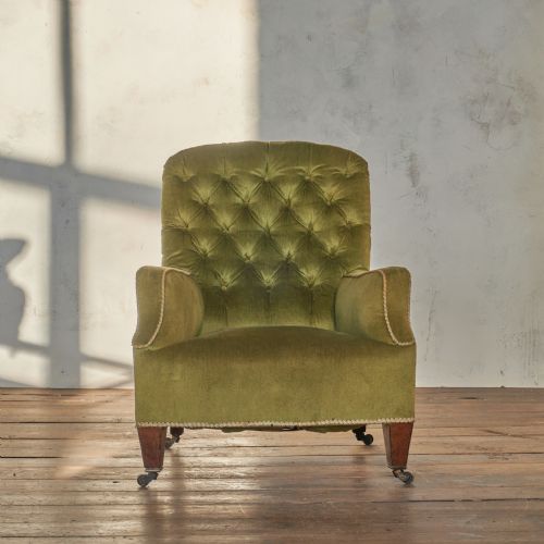 HOWARD AND SONS ARMCHAIR GREEN VELVET - ADDITIONAL PHOTO 7
