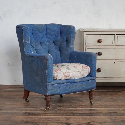 ANTIQUE BARRELBACK ARMCHAIR GILLOWS STYLE LEGS - ADDITIONAL PHOTO 3