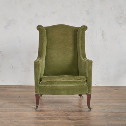 HAMPTON AND SONS GREEN WING BACK CHAIR - ADDITIONAL PHOTO 1