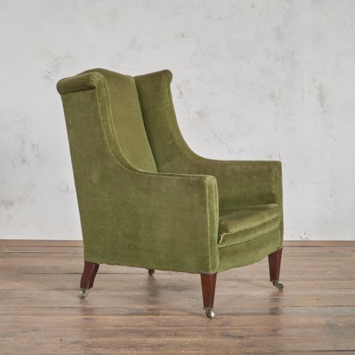 HAMPTON AND SONS GREEN WING BACK CHAIR - ADDITIONAL PHOTO 4