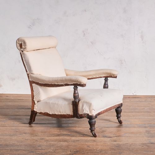 antique open armchair with bolster head - CATEGORY: ANTIQUE CHAIRS - DATED 1880