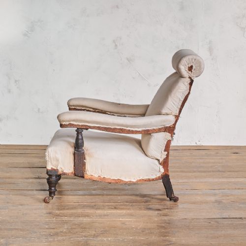 ANTIQUE OPEN ARMCHAIR WITH BOLSTER HEAD - ADDITIONAL PHOTO 1