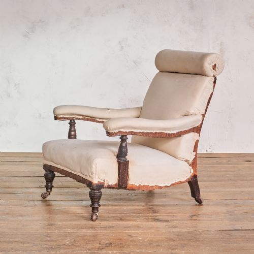 ANTIQUE OPEN ARMCHAIR WITH BOLSTER HEAD - ADDITIONAL PHOTO 2