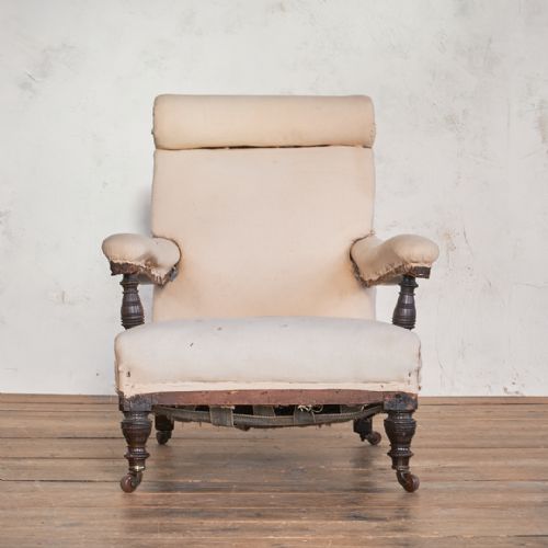ANTIQUE OPEN ARMCHAIR WITH BOLSTER HEAD - ADDITIONAL PHOTO 3