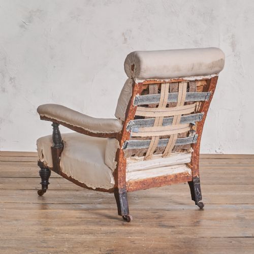 ANTIQUE OPEN ARMCHAIR WITH BOLSTER HEAD - ADDITIONAL PHOTO 4