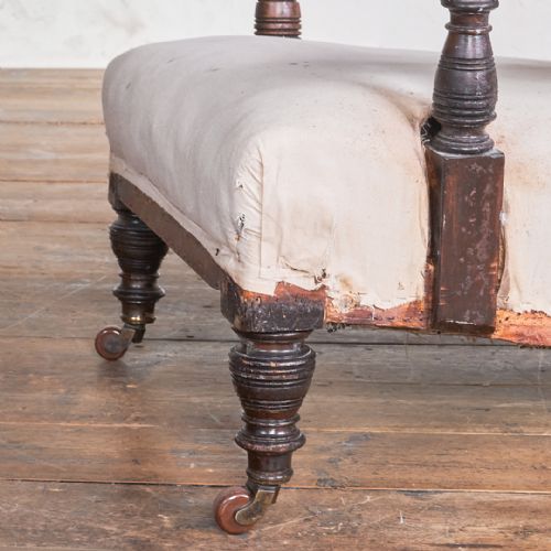ANTIQUE OPEN ARMCHAIR WITH BOLSTER HEAD - ADDITIONAL PHOTO 6