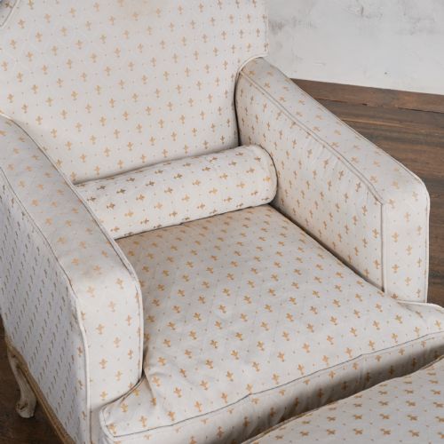 ANTIQUE FRENCH DUCHESSE BRISEE CHAISE LONGUE ARMCHAIR FOOTSTOOL LOUIS XV - ADDITIONAL PHOTO 5