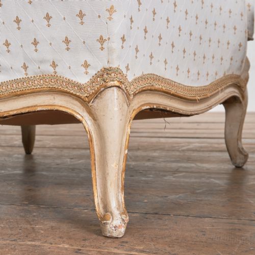 ANTIQUE FRENCH DUCHESSE BRISEE CHAISE LONGUE ARMCHAIR FOOTSTOOL LOUIS XV - ADDITIONAL PHOTO 7