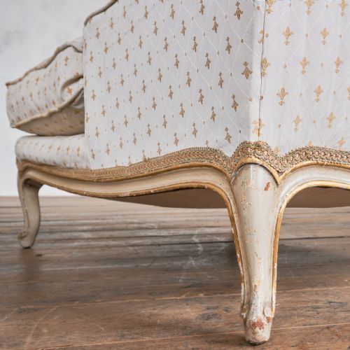 ANTIQUE FRENCH DUCHESSE BRISEE CHAISE LONGUE ARMCHAIR FOOTSTOOL LOUIS XV - ADDITIONAL PHOTO 8