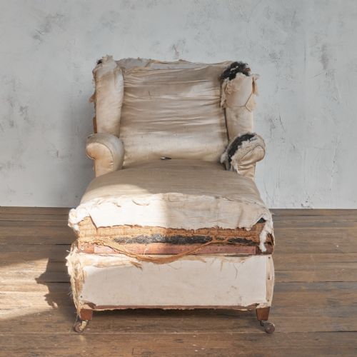ANTIQUE CHAISE LONGUE DEEP SEATED CHAIR WITH CONCEALED STORAGE - ADDITIONAL PHOTO 5