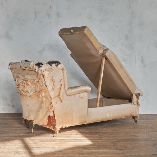 ANTIQUE CHAISE LONGUE DEEP SEATED CHAIR WITH CONCEALED STORAGE - ADDITIONAL PHOTO 7