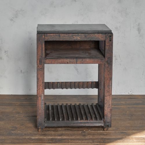 antique typesetting table with a cast iron top printers storage kitchen island - CATEGORY: ANTIQUE CABINETS - DATED 19TH CENTURY