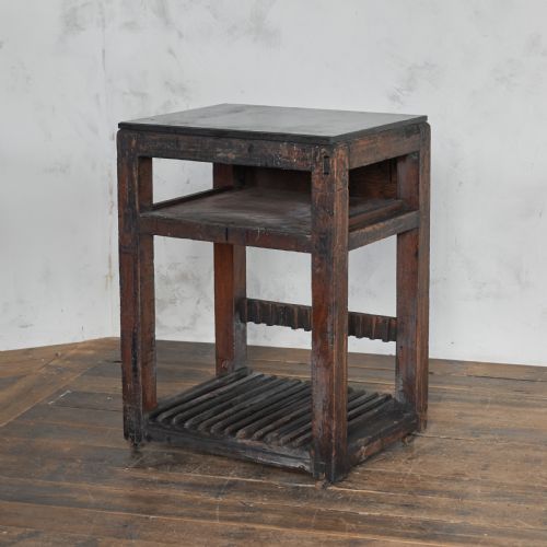 ANTIQUE TYPESETTING TABLE WITH A CAST IRON TOP PRINTERS STORAGE KITCHEN ISLAND - ADDITIONAL PHOTO 7