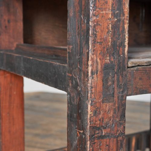 ANTIQUE TYPESETTING TABLE WITH A CAST IRON TOP PRINTERS STORAGE KITCHEN ISLAND - ADDITIONAL PHOTO 8