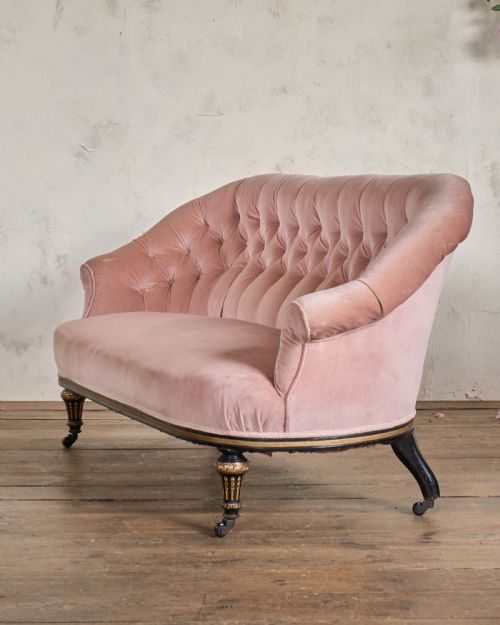 A GOOD QUALITY AESTHETIC MOVEMENT SOFA PINK VELVET - ADDITIONAL PHOTO 3