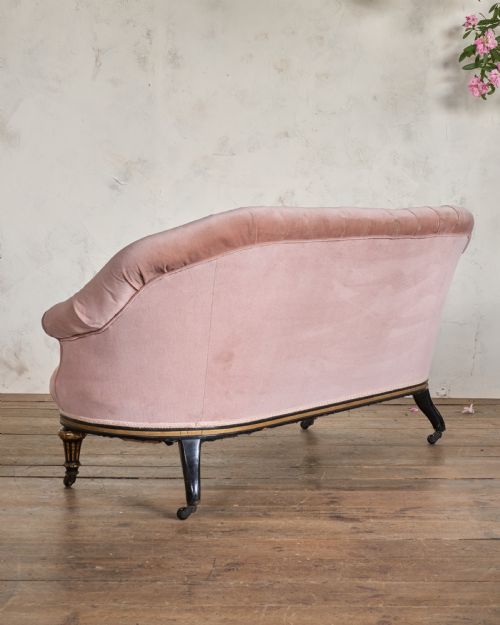 A GOOD QUALITY AESTHETIC MOVEMENT SOFA PINK VELVET - ADDITIONAL PHOTO 4