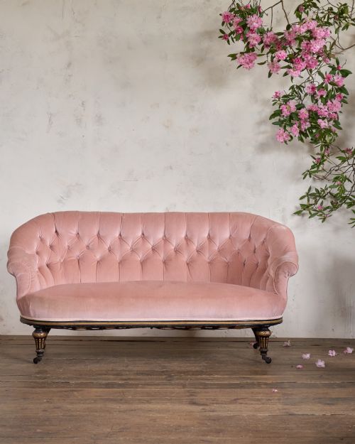 A GOOD QUALITY AESTHETIC MOVEMENT SOFA PINK VELVET - ADDITIONAL PHOTO 6