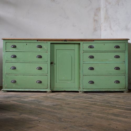 ANTIQUE PINE SIDEBOARD PAINTED GREEN - ADDITIONAL PHOTO 2