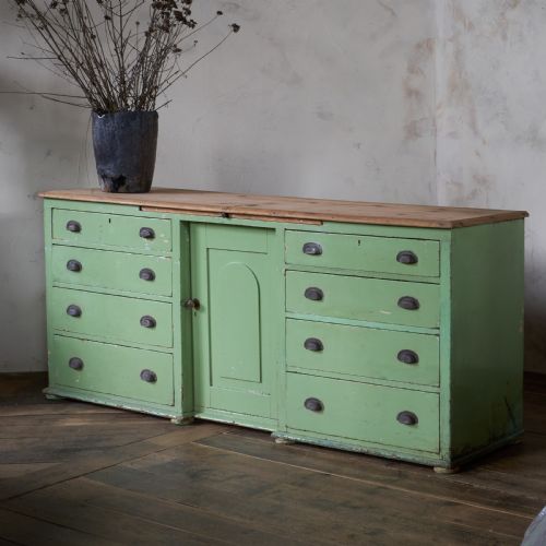 antique pine sideboard painted green - CATEGORY: ANTIQUE SIDEBOARDS - DATED 19TH CENTURY