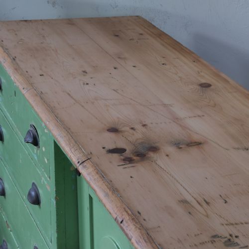 ANTIQUE PINE SIDEBOARD PAINTED GREEN - ADDITIONAL PHOTO 4
