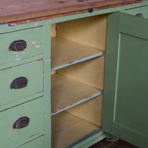 ANTIQUE PINE SIDEBOARD PAINTED GREEN - ADDITIONAL PHOTO 5