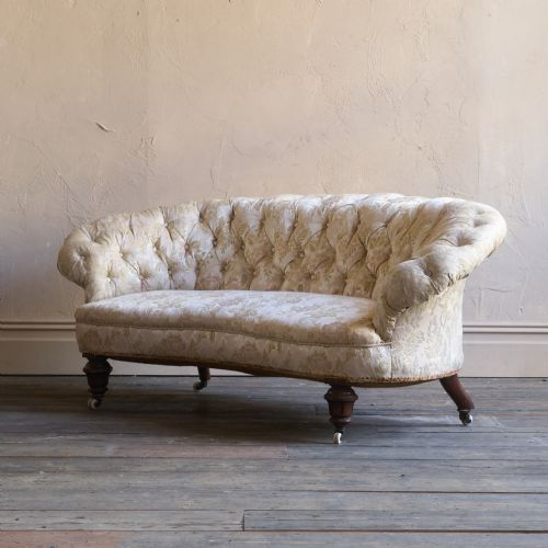 ANTIQUE KIDNEY SHAPED SOFA BUTTON BACK - ADDITIONAL PHOTO 3