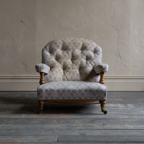 HOWARD AND SONS OPEN ARMCHAIR WTICKING - ADDITIONAL PHOTO 11