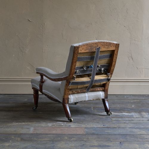 ANTIQUE OPEN ARMCHAIR WITH PREP' TICKING - ADDITIONAL PHOTO 3