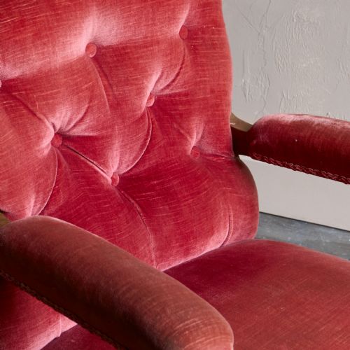 ANTIQUE OPEN ARMCHAIR REDPINK VELVET - ADDITIONAL PHOTO 7