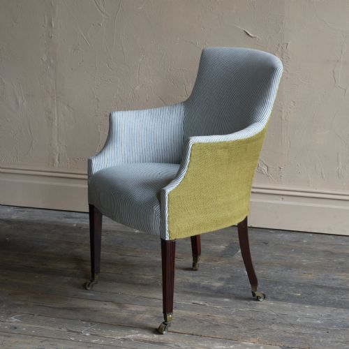 george lll library armchair with tall reeded legs - CATEGORY: ANTIQUE CHAIRS - DATED 19TH CENTURY