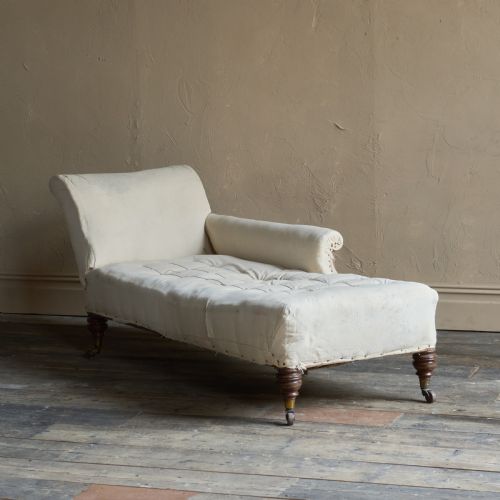 antique chaise longue calico covered - CATEGORY: ANTIQUE SOFAS - DATED 19TH CENTURY