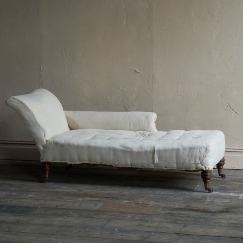 ANTIQUE CHAISE LONGUE CALICO COVERED - ADDITIONAL PHOTO 1