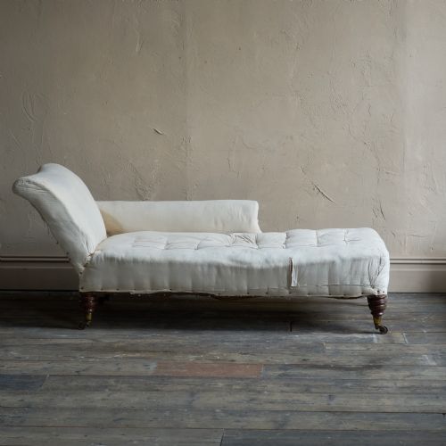 ANTIQUE CHAISE LONGUE CALICO COVERED - ADDITIONAL PHOTO 2
