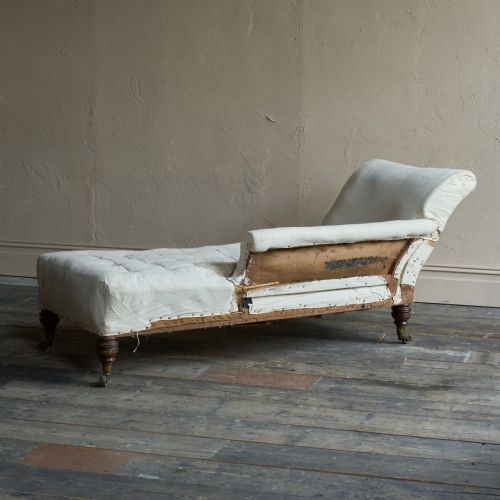 ANTIQUE CHAISE LONGUE CALICO COVERED - ADDITIONAL PHOTO 3