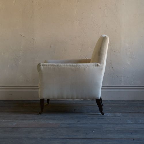EDWARDIAN LIBRARY ARMCHAIR CALICO COVERED - ADDITIONAL PHOTO 1