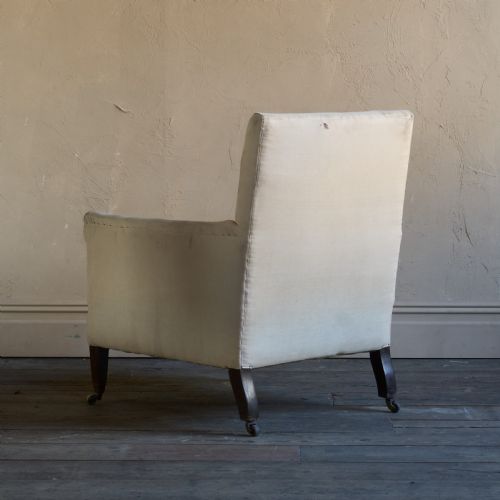 EDWARDIAN LIBRARY ARMCHAIR CALICO COVERED - ADDITIONAL PHOTO 4