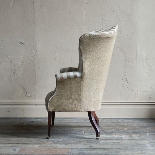 GEORGIAN WINGBACK WITH VINTAGE FRENCH STRIPE TICKING - ADDITIONAL PHOTO 1