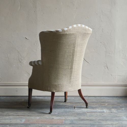 GEORGIAN WINGBACK WITH VINTAGE FRENCH STRIPE TICKING - ADDITIONAL PHOTO 2