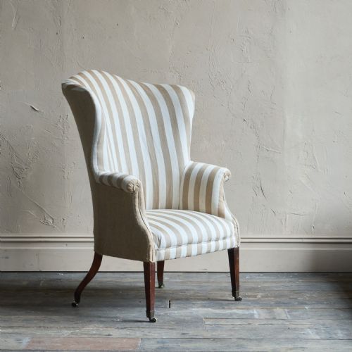 GEORGIAN WINGBACK WITH VINTAGE FRENCH STRIPE TICKING - ADDITIONAL PHOTO 3